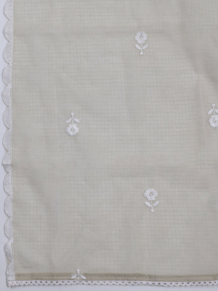 Neck Embroidered Cotton Blend Unstitched Suit With Dupatta