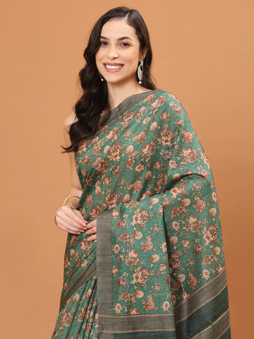 Digital Floral Printed Handloom Saree