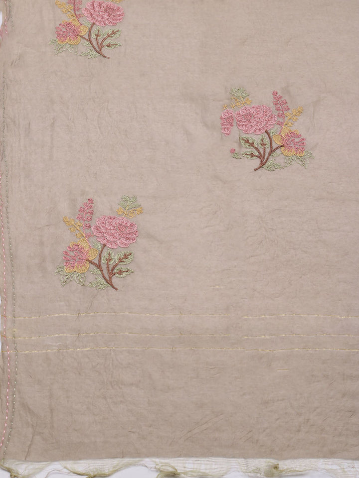 Embroidered Muslin Unstitched Suit With Pant &amp; Dupatta