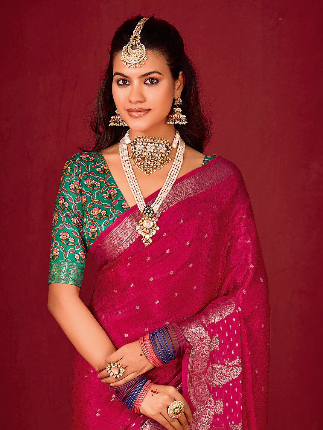 Plain Crepe Saree
