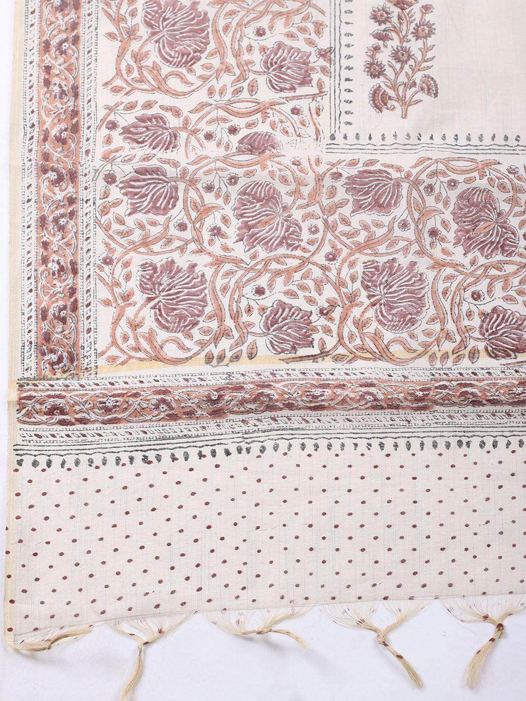 Printed Cotton Blend Unstitched Suit With Pant &amp; Dupatta