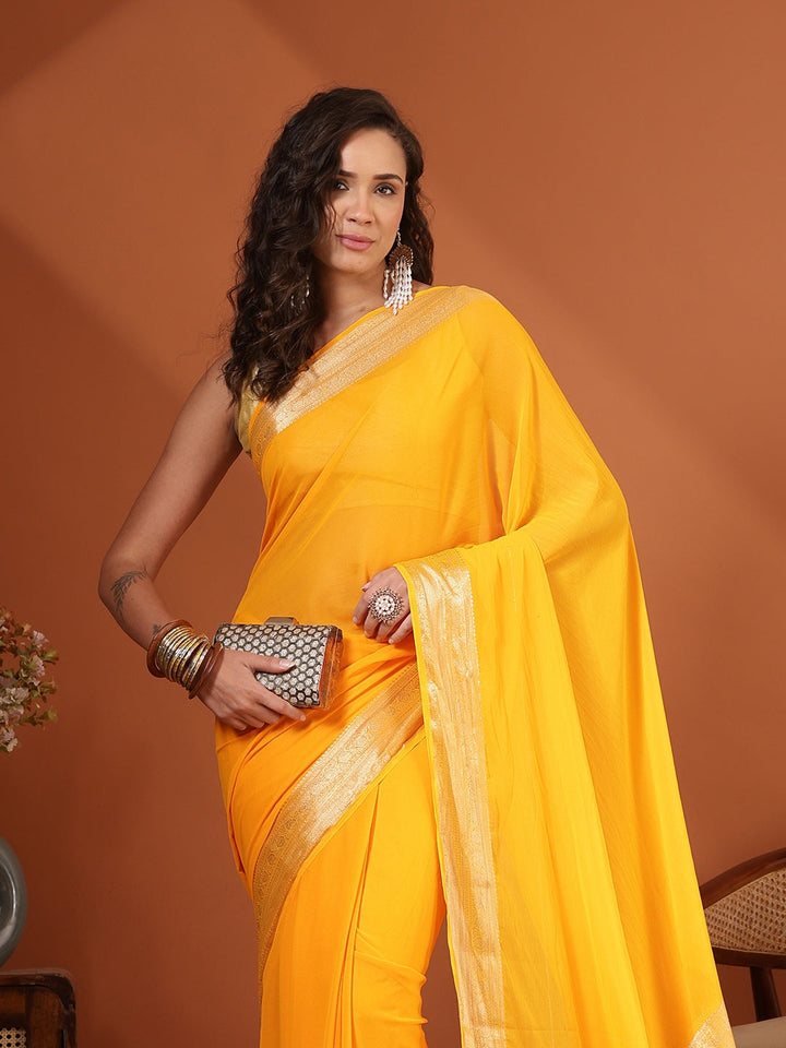 Plain Chiffon Saree