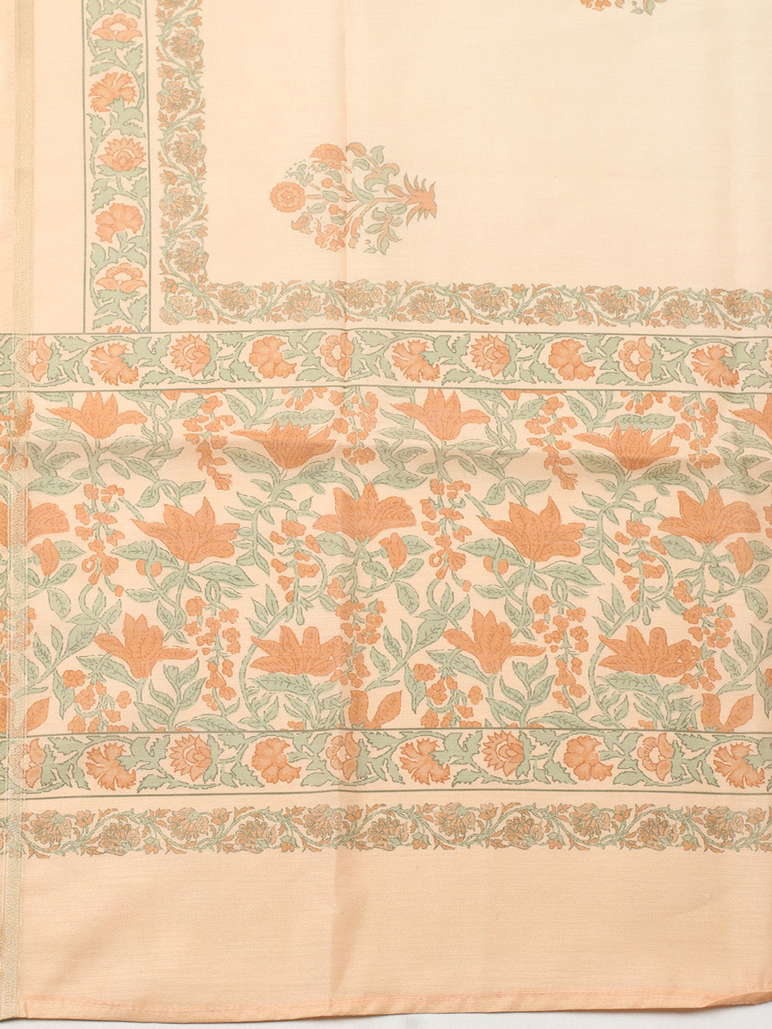 Printed Chanderi Unstitched Suit With Pant &amp; Dupatta