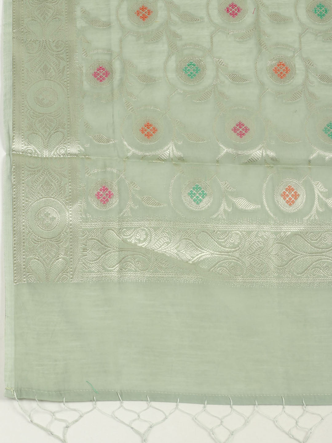 Woven Design Chanderi Unstitched Suit With Pant &amp; Dupatta