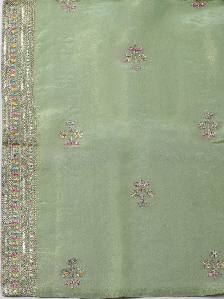 Embroidered Organza Unstitched Kurta With Pant &amp; Dupatta