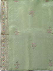 Embroidered Organza Unstitched Kurta With Pant & Dupatta