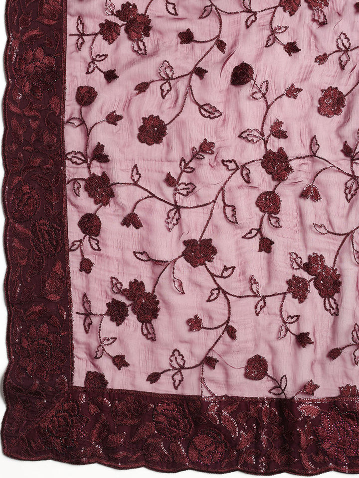Resham Jaal Chiffon Unstitched Suit With Dupatta