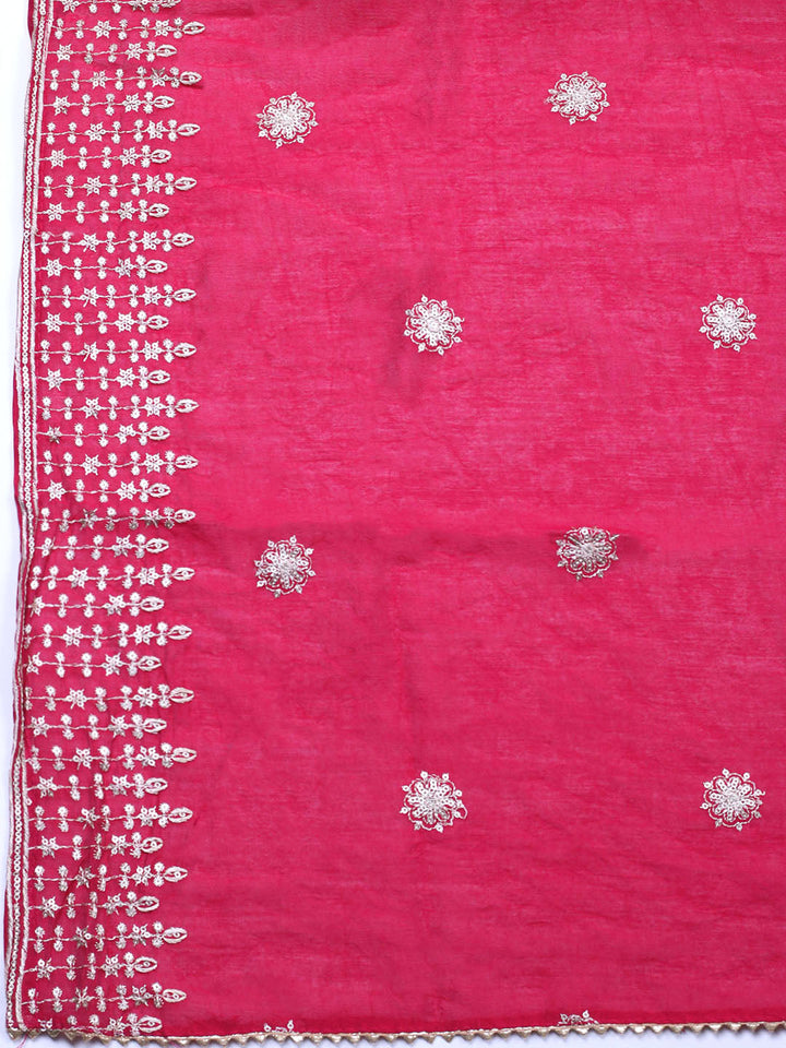 Embroidered Cotton Unstitched Suit With Pant &amp; Dupatta