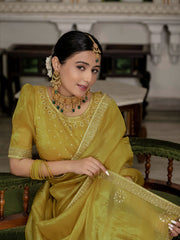 Embroidered Crush Saree