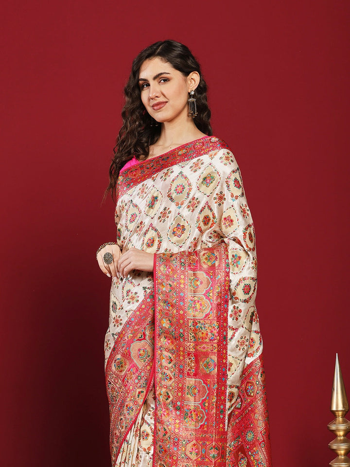 Woven Design Satin Saree