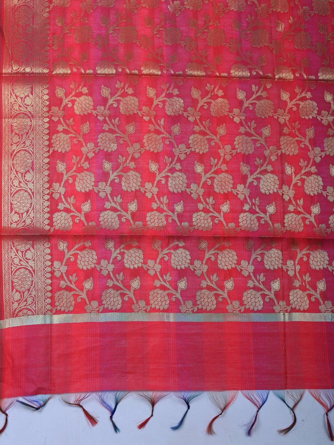 Woven Design Chanderi Unstitched Suit With Pant &amp; Dupatta