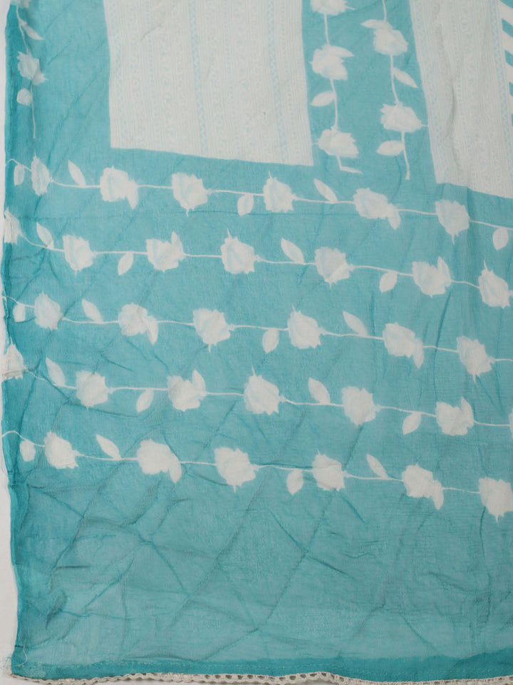 Embroidered Cotton Unstitched Suit With Pant Dupatta