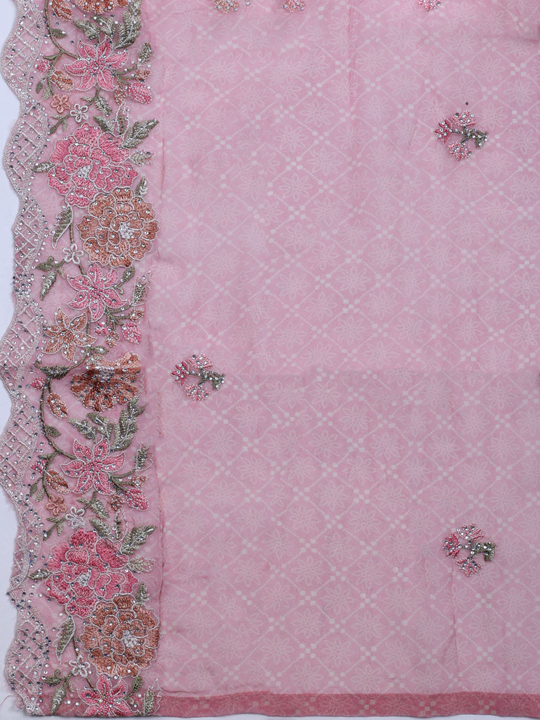 Embroidered Organza Unstitched Suit With Dupatta