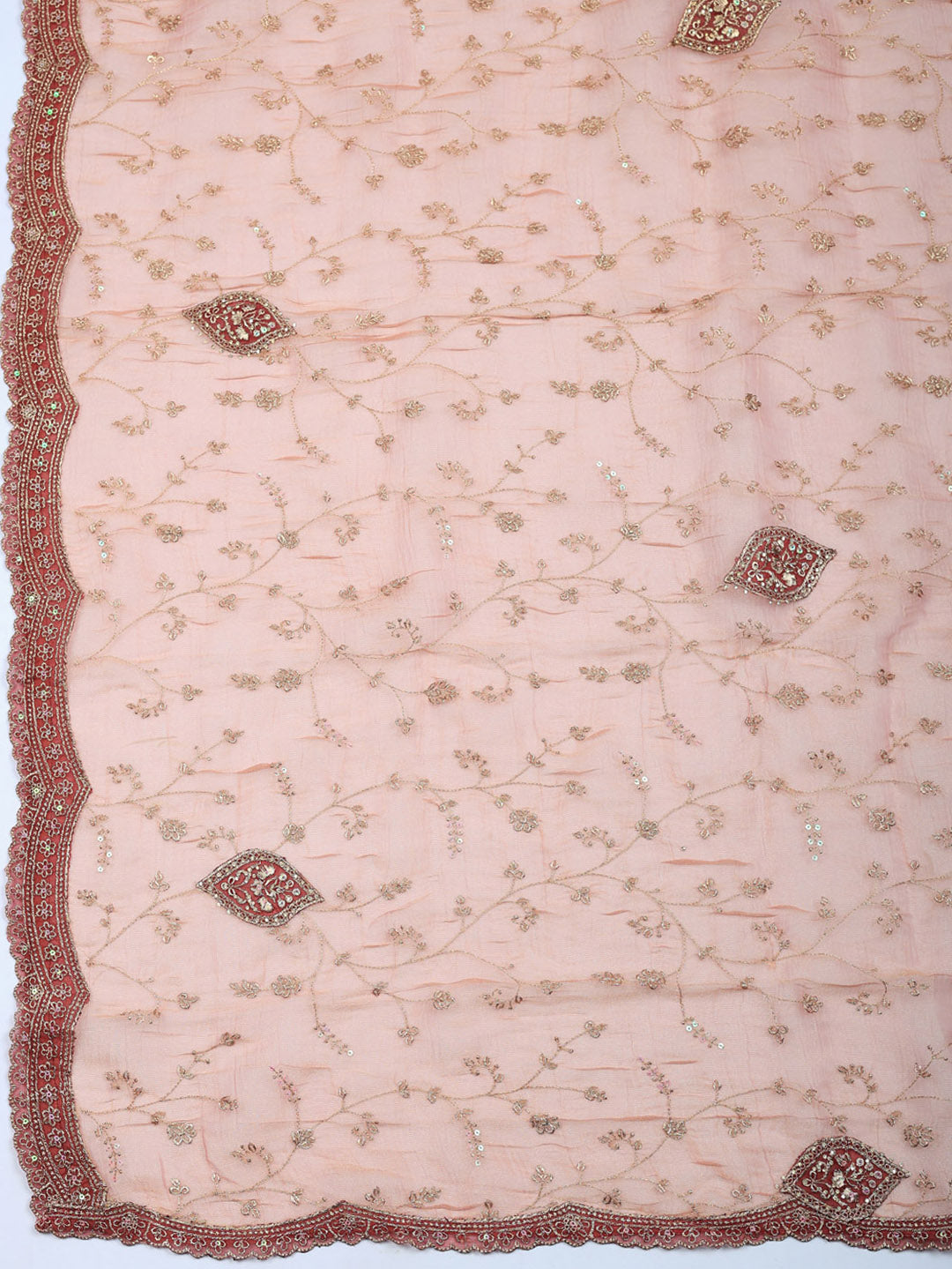 Embroidered Tissue Unstitched Suit With Pant &amp; Dupatta