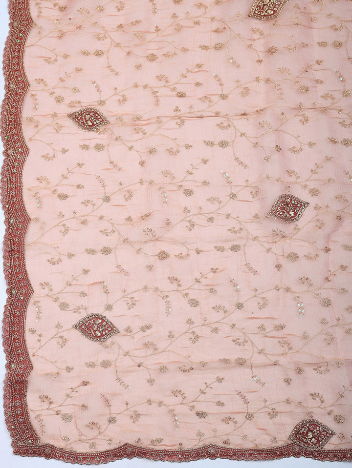 Embroidered Tissue Unstitched Suit With Pant &amp; Dupatta