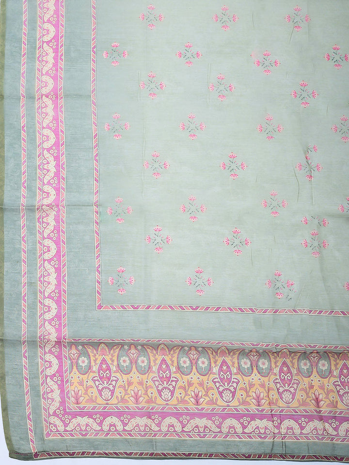 Embellished Chanderi Unstitched Suit With Pant &amp; Dupatta