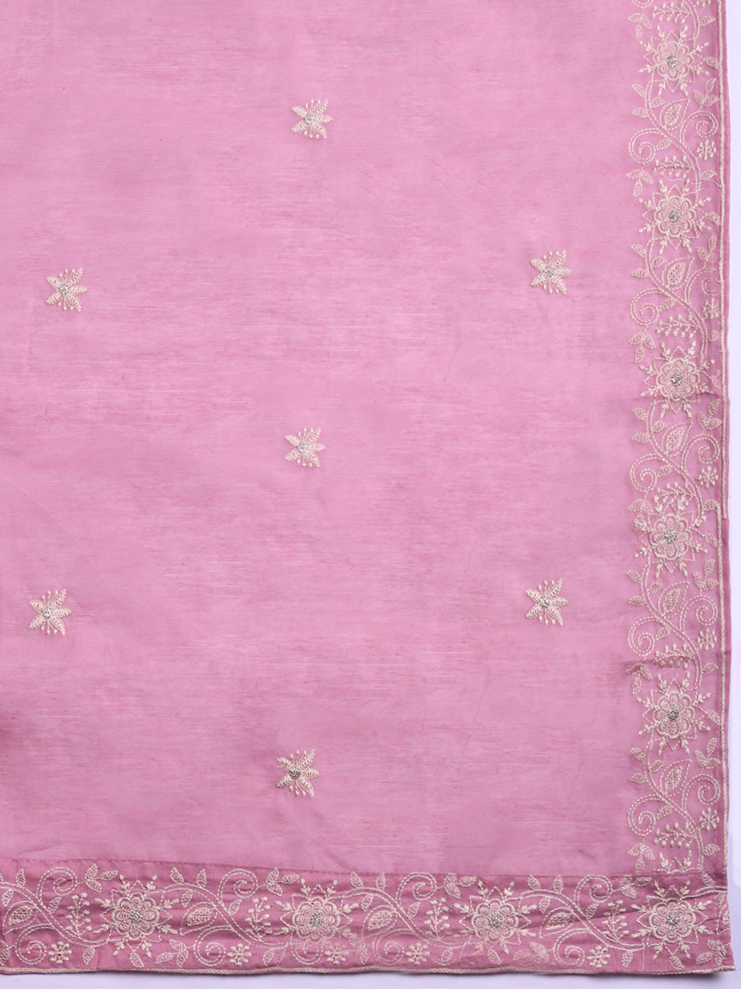 Embroidered Cotton Blend Unstitched Suit With Pant &amp; Dupatta