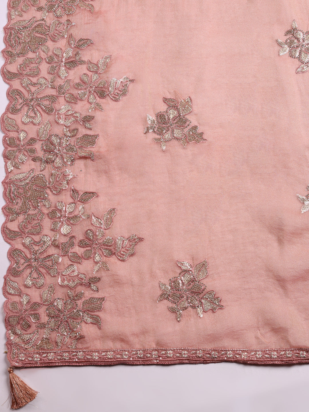 Embroidered Organza Unstitched Suit With Pant &amp; Dupatta