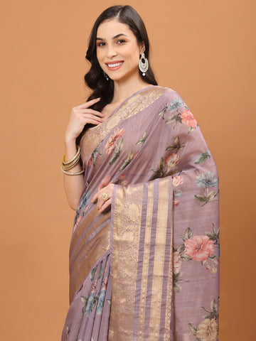 Digital Floral Printed Handloom Saree