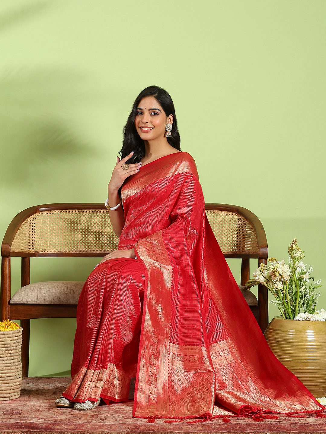 Plain Crepe Saree