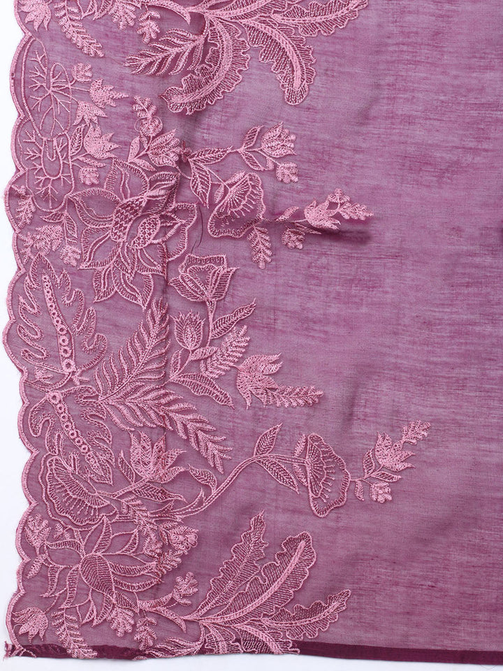Embroidered Chanderi Unstitched Suit With Dupatta