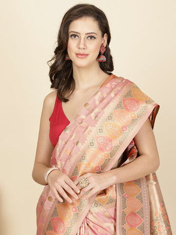 Zari Jaal Embroidered Organza Woven Saree