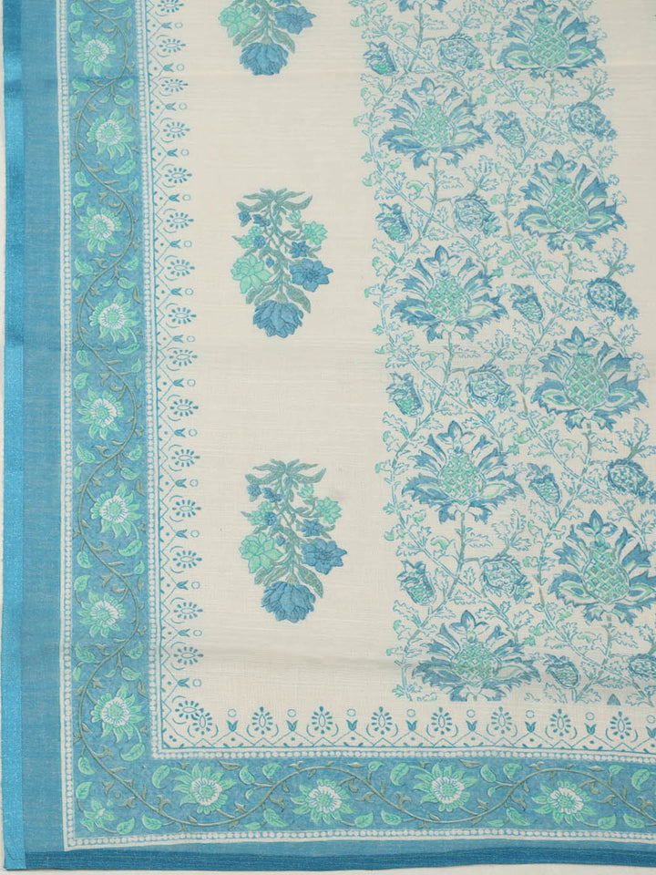 Embroidered Cotton Blend Unstitched Suit With Pant &amp; Dupatta