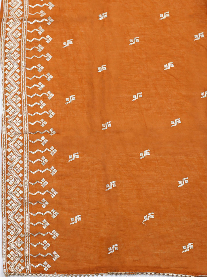 Embroidered Cotton Unstitched Suit With Pant &amp; Dupatta