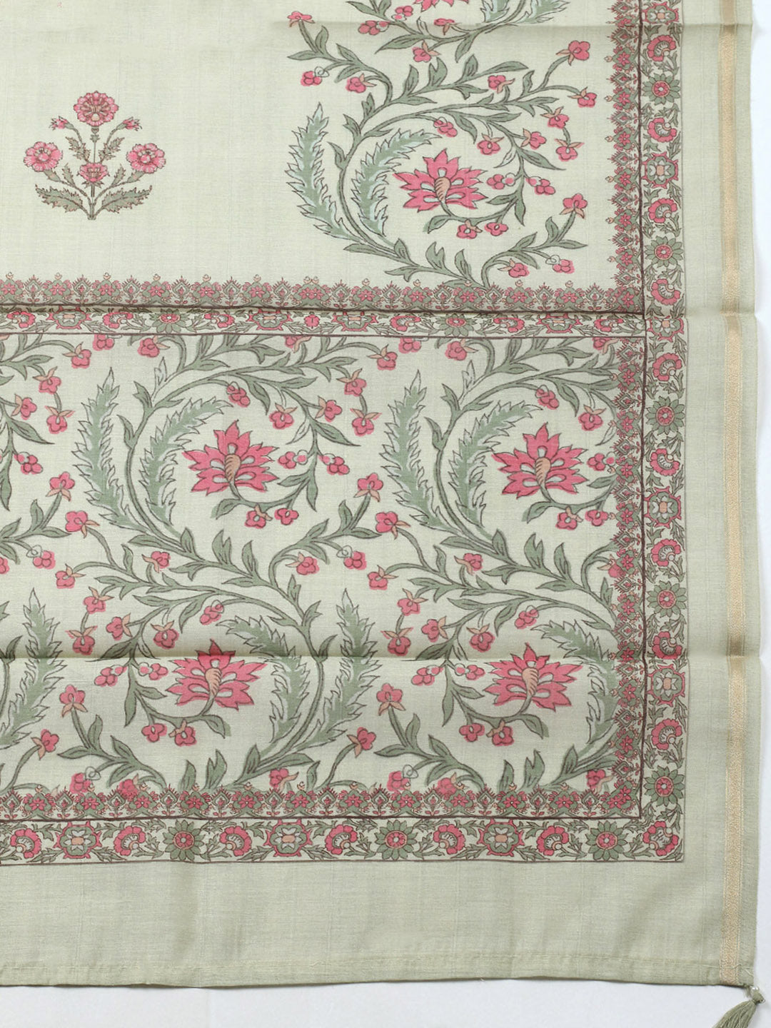 Embroidered Chanderi Unstitched Suit With Pant &amp; Dupatta