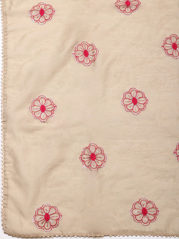Embroidered Cotton Unstitched Suit With Pant &amp; Dupatta