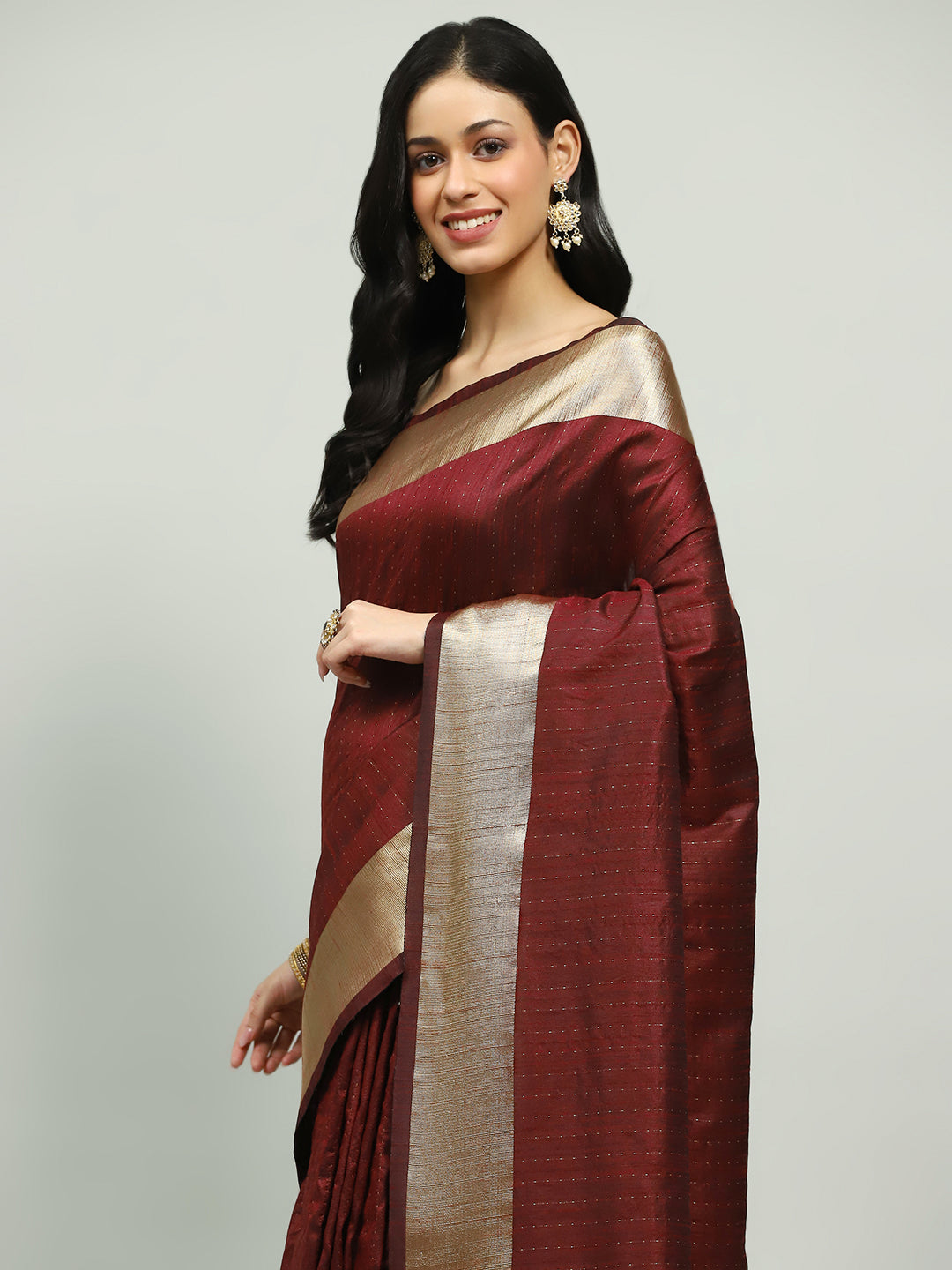 Embroidered Border Booti Art Silk Saree