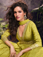 Embroidered Art Silk Suit With Pant & Dupatta