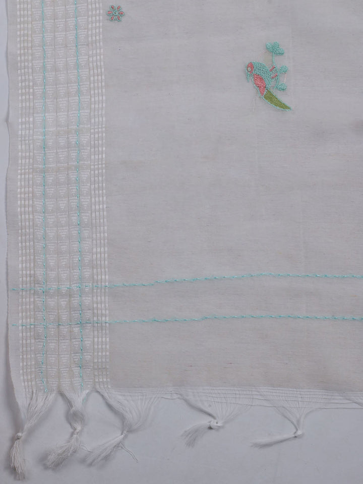 Neck Embroidered Cotton Blend Unstitched Suit With Dupatta