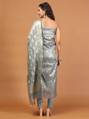 Woven Chanderi Unstitched Suit With Dupatta