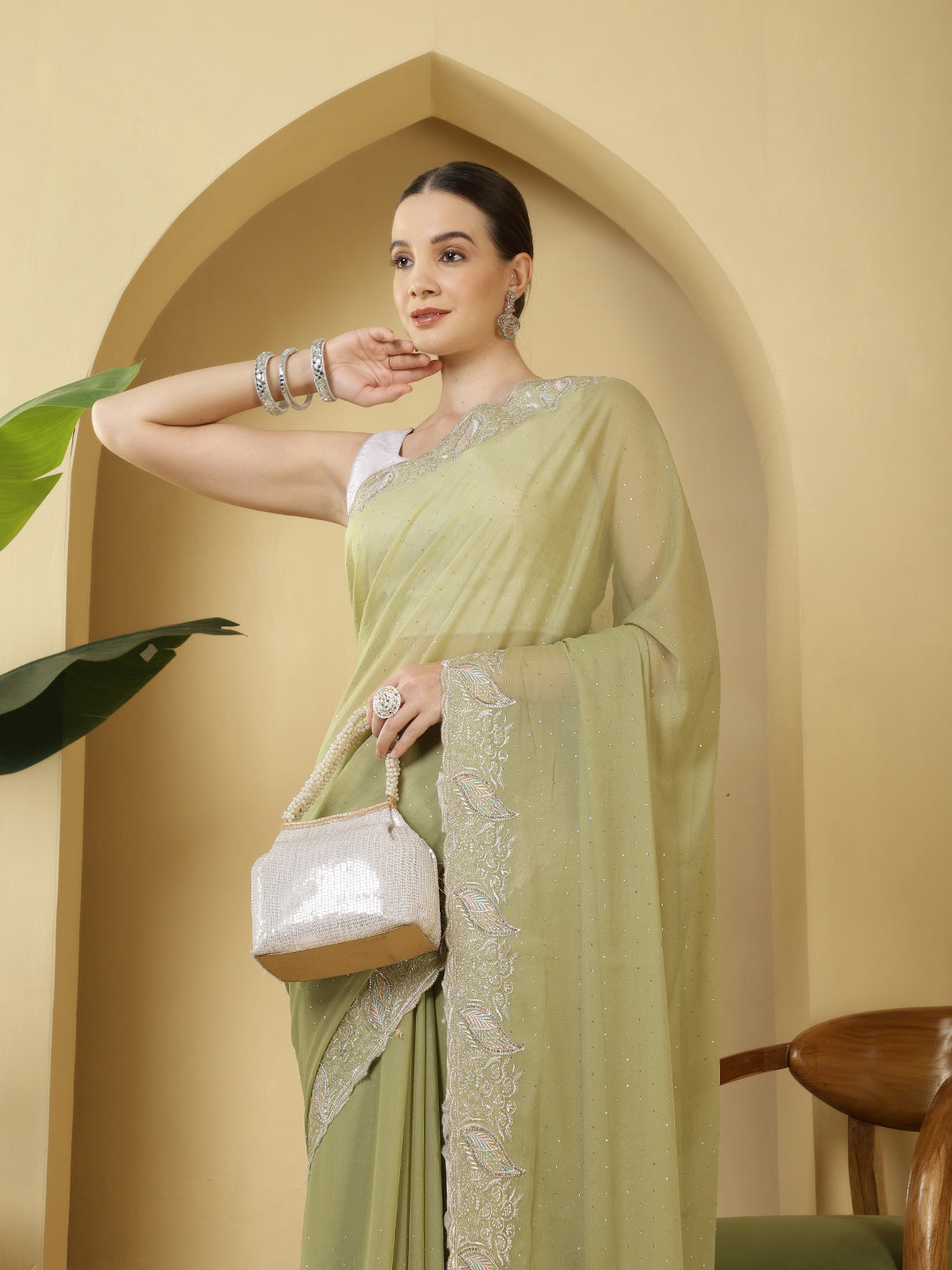 Sequence Work Georgette Saree