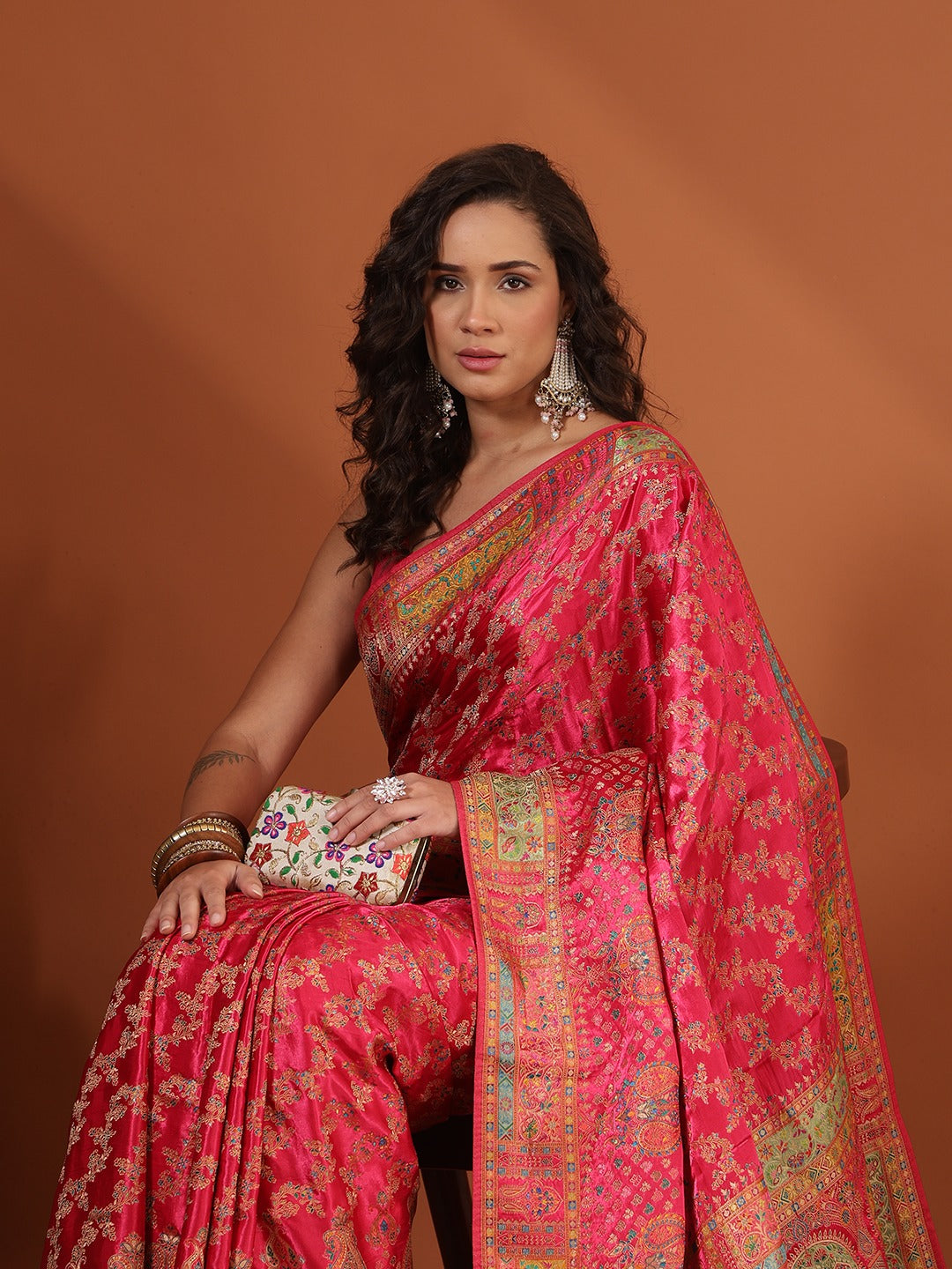 Woven Design Satin Saree
