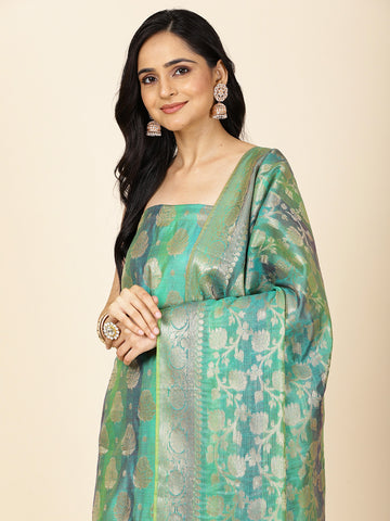 Woven Chanderi Unstitched Suit Piece With Dupatta