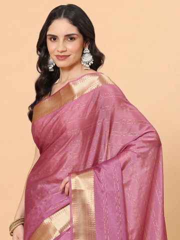 Plain Zari Border Organza Saree