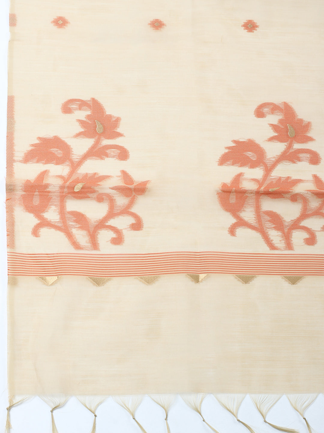 Printed Chanderi Unstitched Suit With Pant &amp; Dupatta