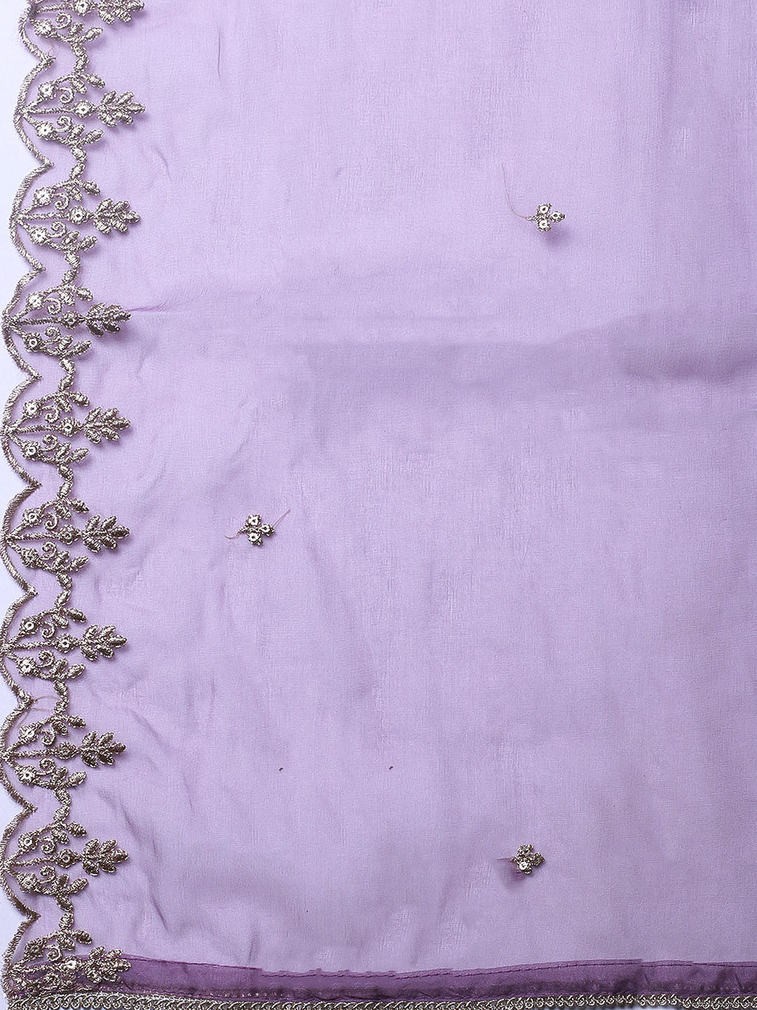 Embroidered Chanderi Unstitched Suit With Pant &amp; Dupatta