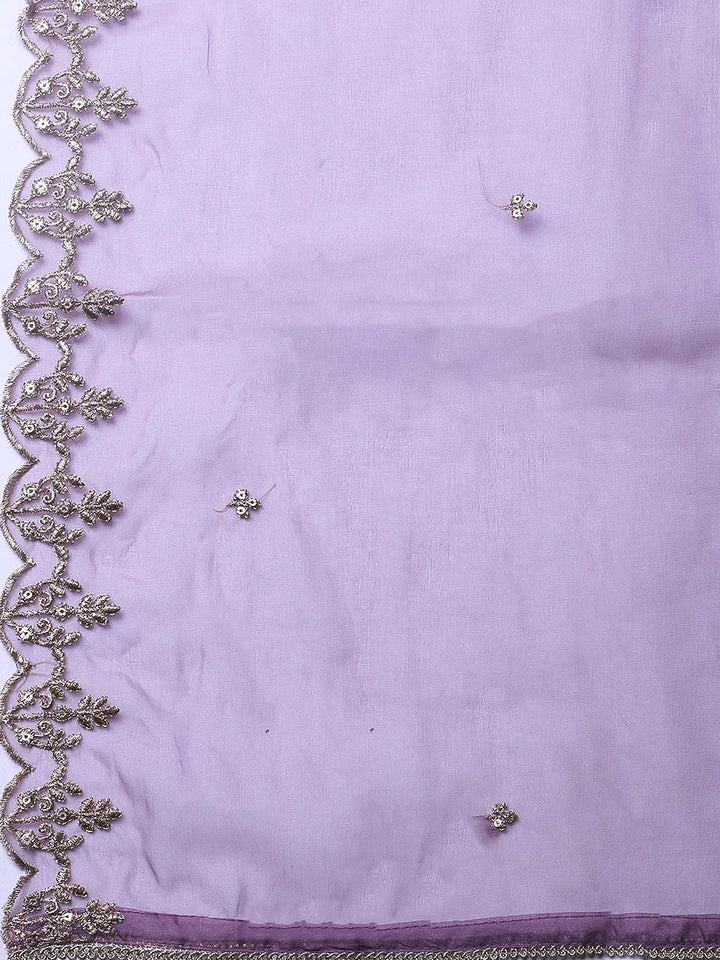 Embroidered Chanderi Unstitched Suit With Pant &amp; Dupatta