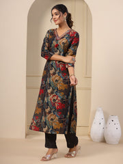 Floral Printed Muslin Kurta With Pants