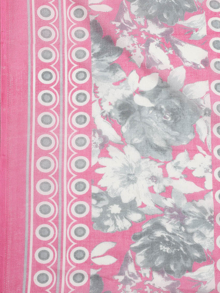 Printed Cotton Blend Unstitched Suit With Dupatta