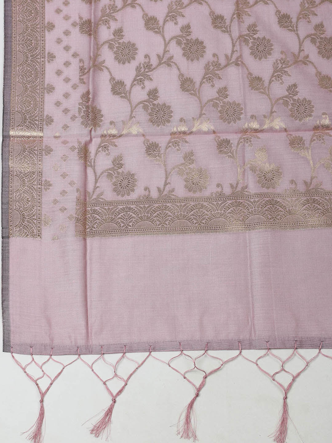 Woven Design Chanderi Unstitched Suit With Pant &amp; Dupatta