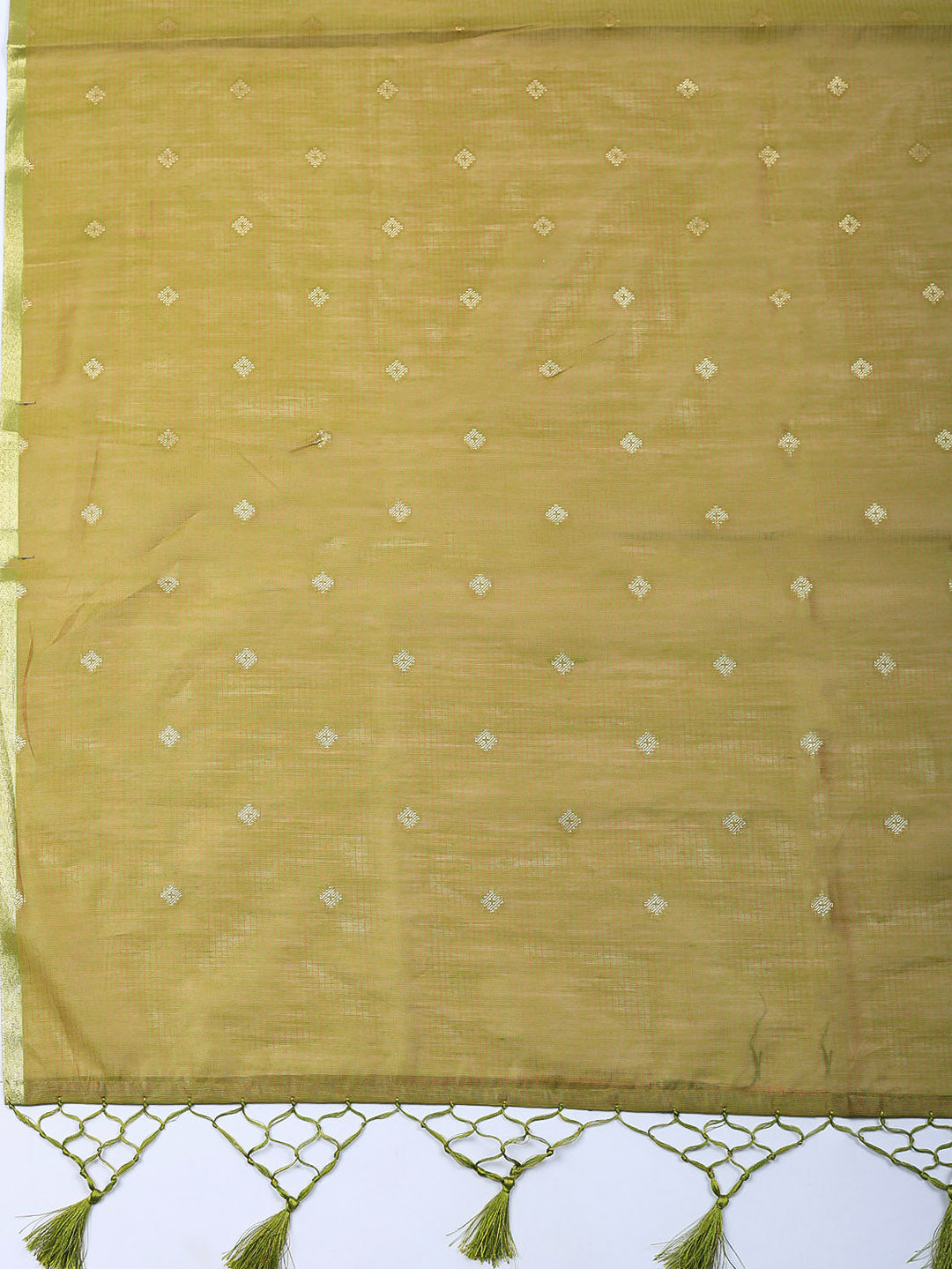 Embroidered Chanderi Unstitched Suit With Pant &amp; Dupatta