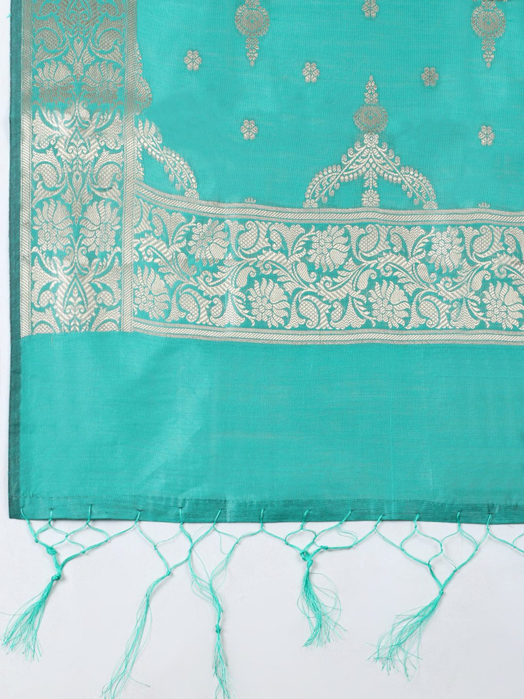 Woven Design Chanderi Unstitched Suit With Pant &amp; Dupatta