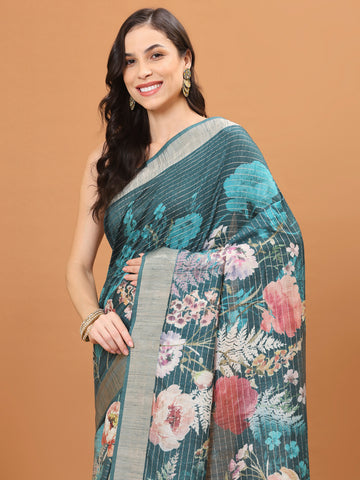 Digital Printed Tussar Woven Saree