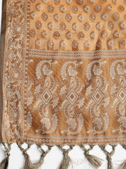 Woven Banarasi Chanderi Unstitched Suit With Dupatta