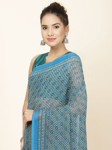 Digital Printed Georgette Woven Saree