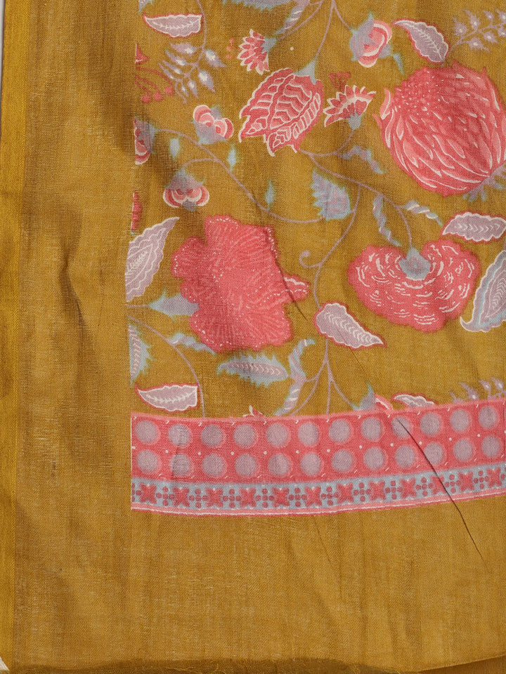 Printed Cotton Blend Unstitched Suit With Dupatta